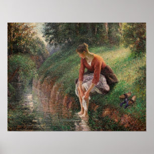 Poster Pissarro - Jovem Mulher Banhando Seus Pés 1895