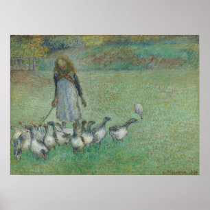 Poster Pissarro - Jovens Pastores De Gansos 1886