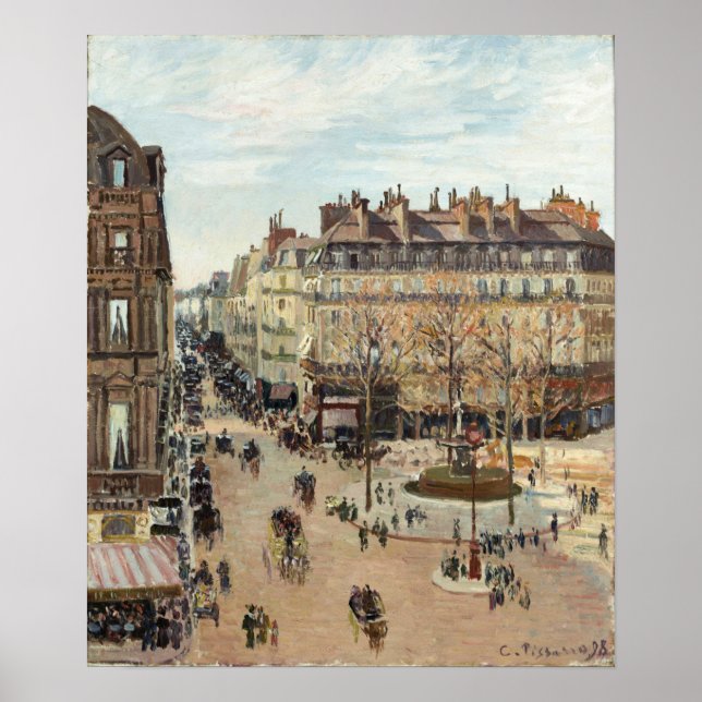 Poster Pissarro - La Rue Santo-Honore 1898 (Frente)