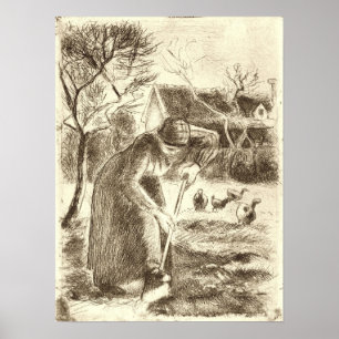 Poster Pissarro - Laboratório camponês 1890