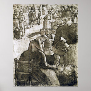Poster Pissarro - Mercado Vegetal De Pontoise