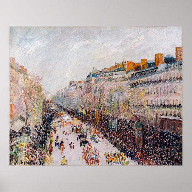 Poster Pissarro - Montmartre, Mardi Gras no Boulevard (Frente)