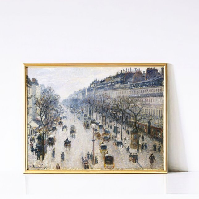 Poster Pissarro Paris Vintage Winter Street Scene Art (vintage oil painting, winter painting, paris street art, camille pissarro, Wall decor)