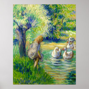 Poster Pissarro - Shepherdess E The Geese Eragny 1890