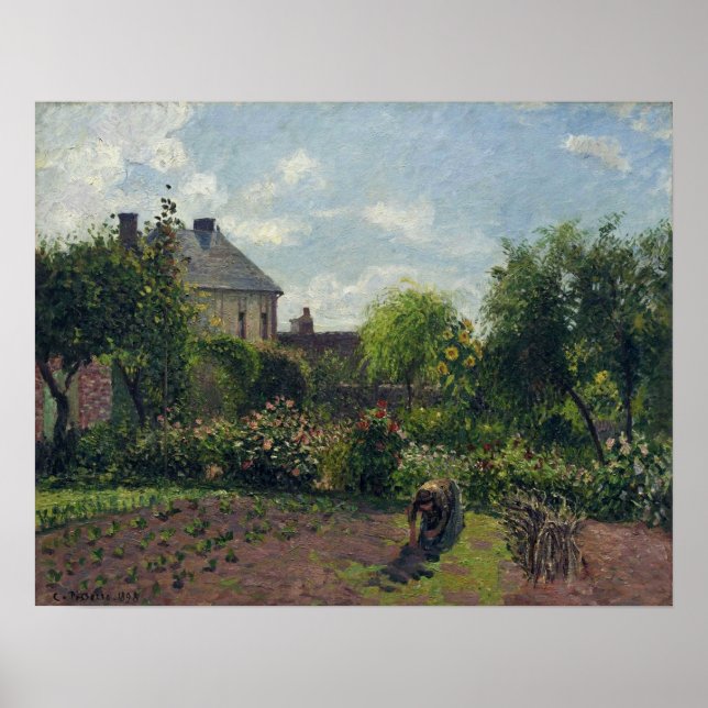 Poster Pissarro - Trabalhando No Jardim 1898 (Frente)