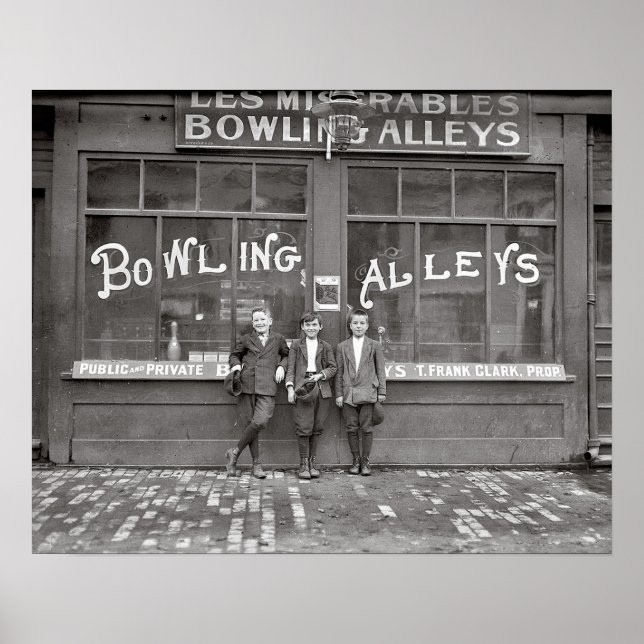 Poster Pista de Boliche, 1911. Foto Antiga (Frente)