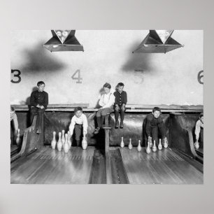 Póster Pista de Boliche Arcade, 1909. Foto Antiga