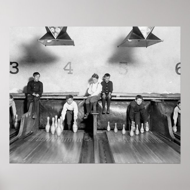 Póster Pista de Boliche Arcade, 1909. Foto Antiga (Frente)