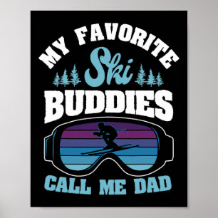 Poster Pista de Esqui Alpino Pai Esquiador Snowboarder Pa