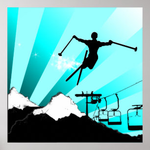 Poster pista de esqui em pó