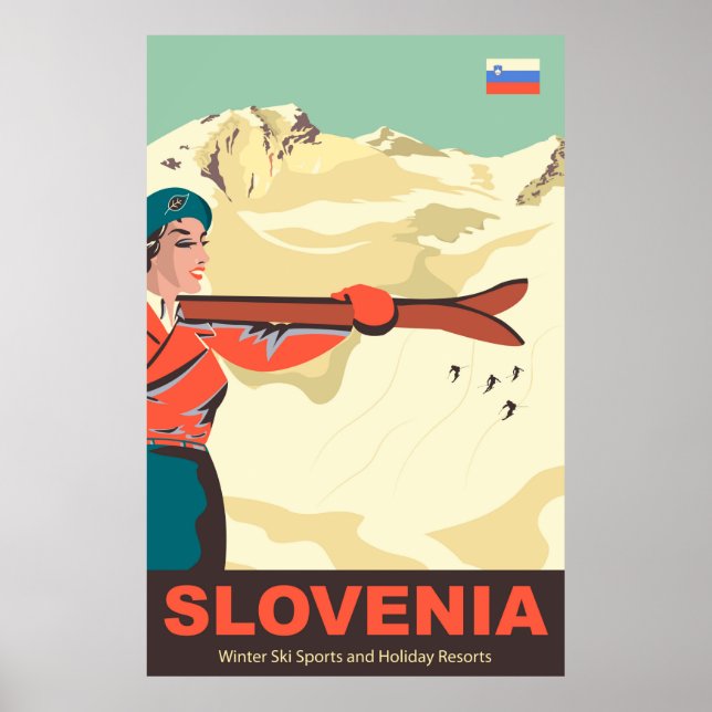 Poster Pistas de Esqui da Eslovênia (Frente)
