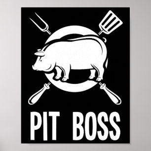 Poster Pit Boss Shirt Churrasco Funny Pitmaster Pig Grili