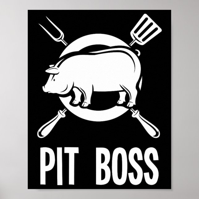 Poster Pit Boss Shirt Churrasco Funny Pitmaster Pig Grili (Frente)