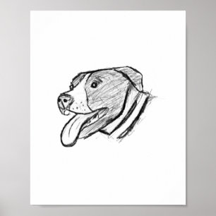 Poster pitbull desenho à mão foto cachorro amante de anim
