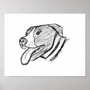 Poster pitbull desenho à mão foto cachorro amante de anim
