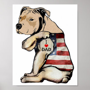 Poster Pitbull Eu Adoro Dia de os pais De Tatuagem De Pai