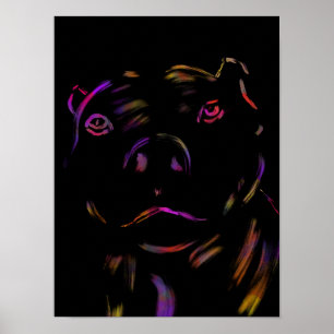 Poster Pitbull Neon - Arte Desenhada à Mão