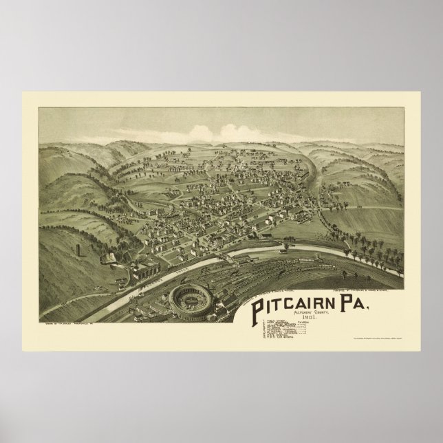 Póster Pitcairn, PA Panorâmica - 1901 (Frente)