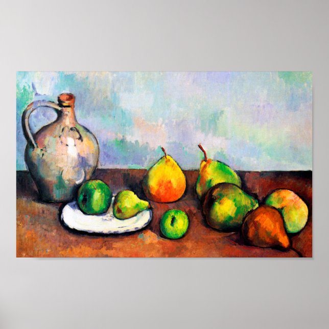 Poster Pitcher e Fruta, Paul Cezanne (Frente)