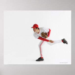 Poster Pitcher Throwing Baseball
