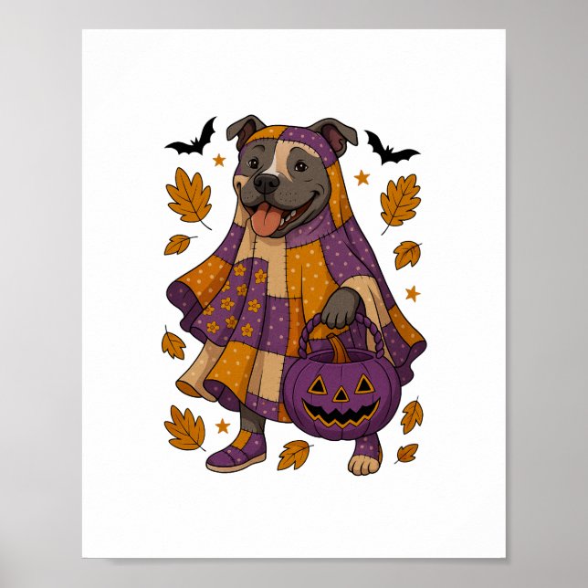 Poster Pitpull Dog Ghost Halloween (Frente)