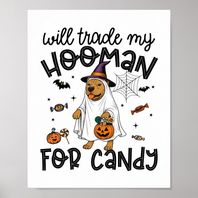 Poster Pitpull Dog Halloween Ghost Spooky (Frente)