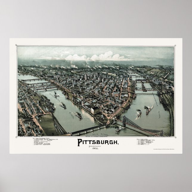 Poster Pittsburgh, PA Panorâmica - 1902 (Frente)