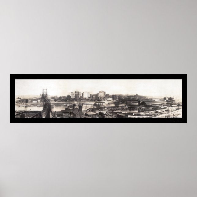Poster Pittsburgh, PA Skyline Foto 1907 (Frente)
