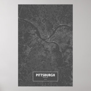 Póster Pittsburgh, Pensilvânia (branca no preto)