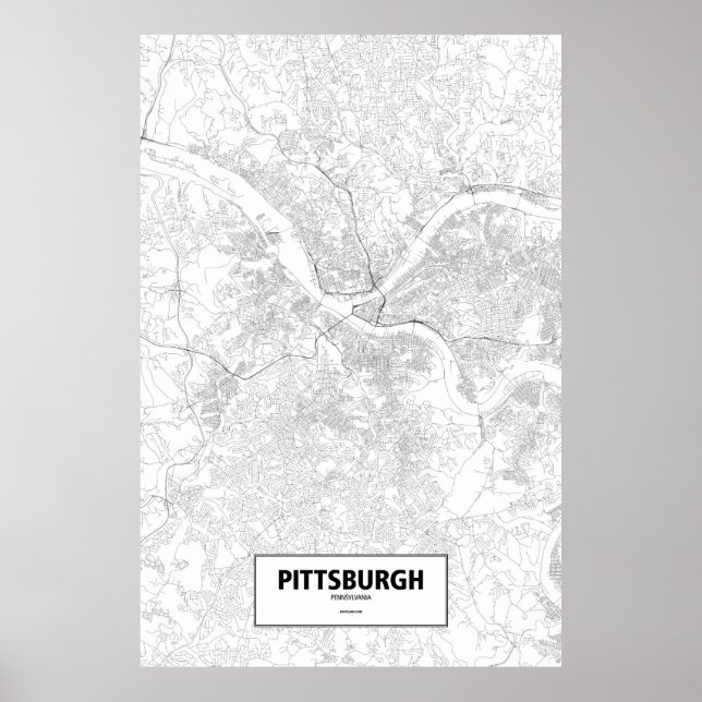 Poster Pittsburgh, Pensilvânia (preto no branco) (Frente)
