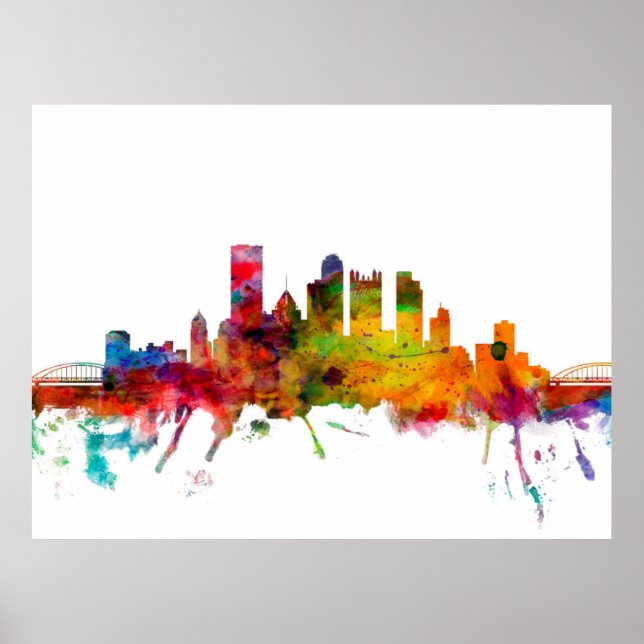 Poster Pittsburgh Pensilvânia Skyline (Frente)