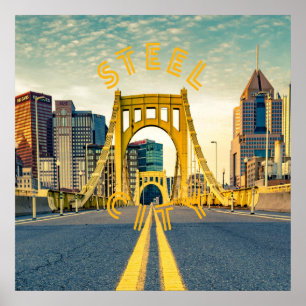 Poster Pittsburgh Steel City Skyline 412 Pennsylvania Can