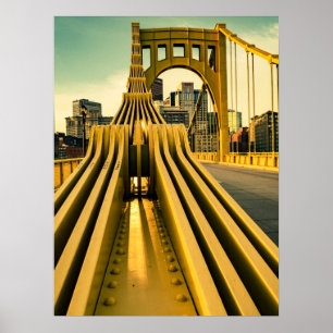 Poster Pittsburgh Steel City Skyline Bridge Pensilvânia