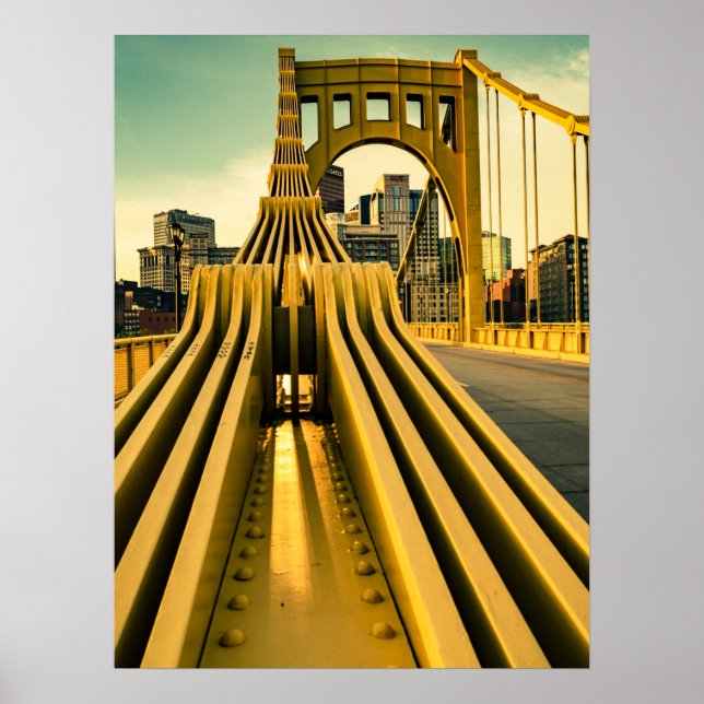 Poster Pittsburgh Steel City Skyline Bridge Pensilvânia (Frente)