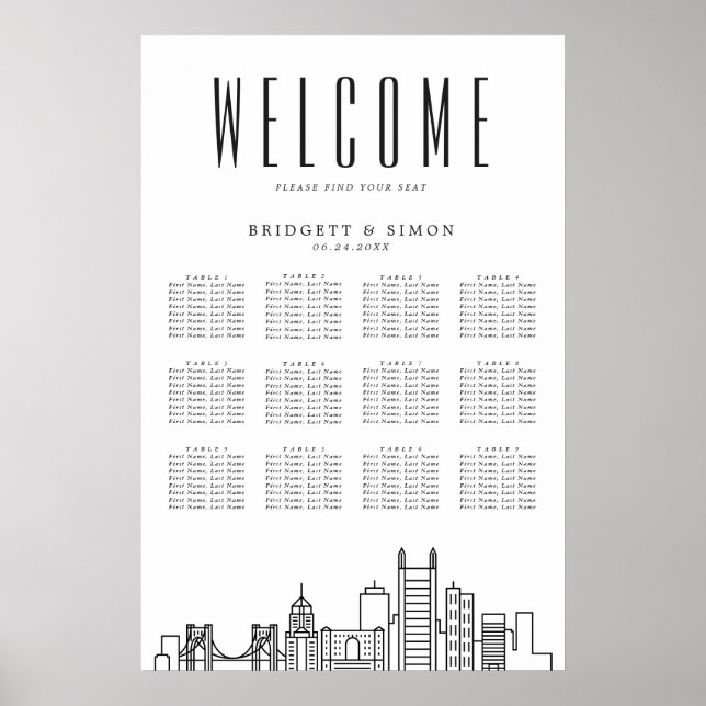 Poster Pittsburgh Wedding | 12 Mesa (Frente)