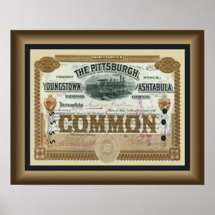 Poster Pittsburgh ~ Youngstown ~ Ashtabula Railway ~ 1892