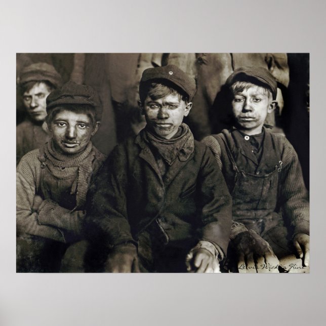 Póster Pittston Breaker Boys por Lewis Wickes Hine, 1911 (Frente)