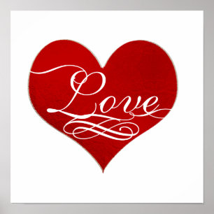 Póster PixDezines Adoram Coração Vermelho