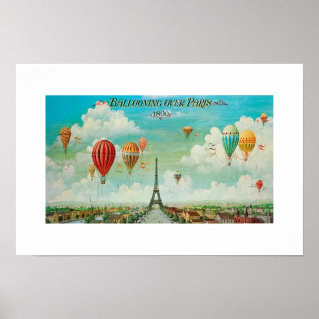 Póster PixDezines balões antigos sobre paris (Frente)