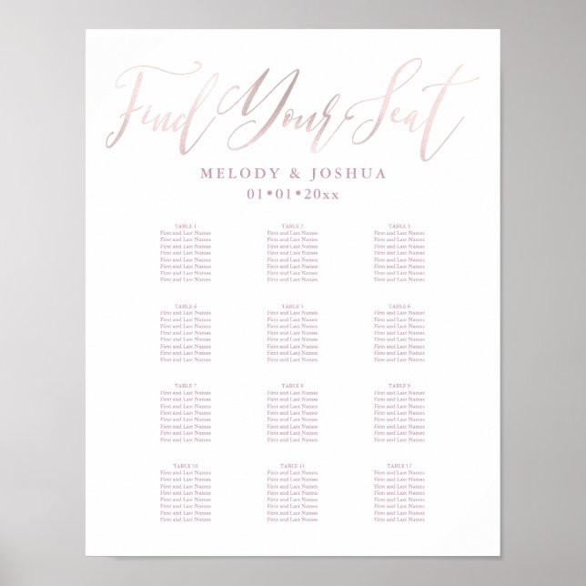Poster PixDezines Blush Pink Caligrafia, Gráfico de Assen (Frente)