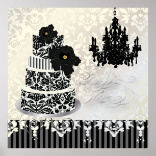Póster PixDezines deseja bolo damasco+candelabro