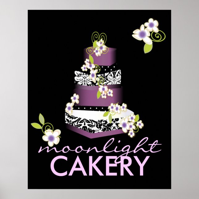 Poster PixDezines Deseja o Bolo Damask, Lilac (Frente)
