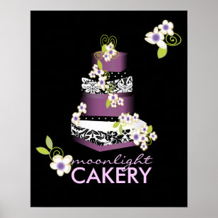 Póster PixDezines Desiree Damask Cake, Lilac