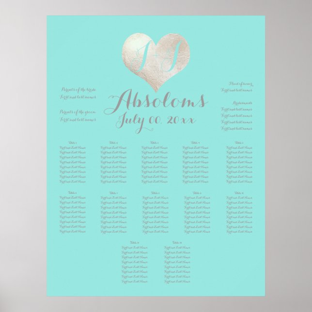 Poster PixDezines DIYColor+Font/Faux Silver Heart/Seating (Frente)
