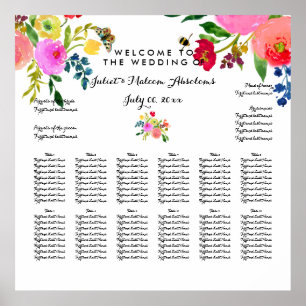 Póster PixDezines Floral Aquarela/Plano de Assentos