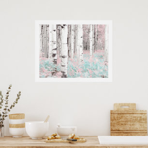 Poster PixDezines Floresta de Bétula de Inverno Cama de S