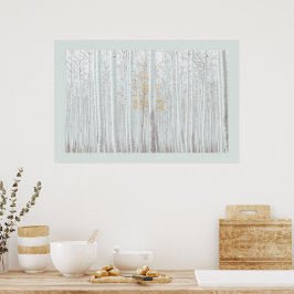 Poster PixDezines Floresta de Bétula Prata DIY Cor da Bor