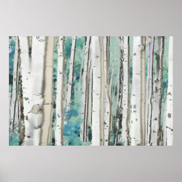 Poster PixDezines Floresta de Bétula Prateada de Inverno 