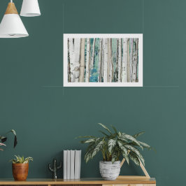 Poster PixDezines Floresta de Bétula Prateada de Inverno 