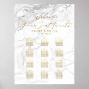 Poster PixDezines Marble+Faux Dourado Script, Gráfico de